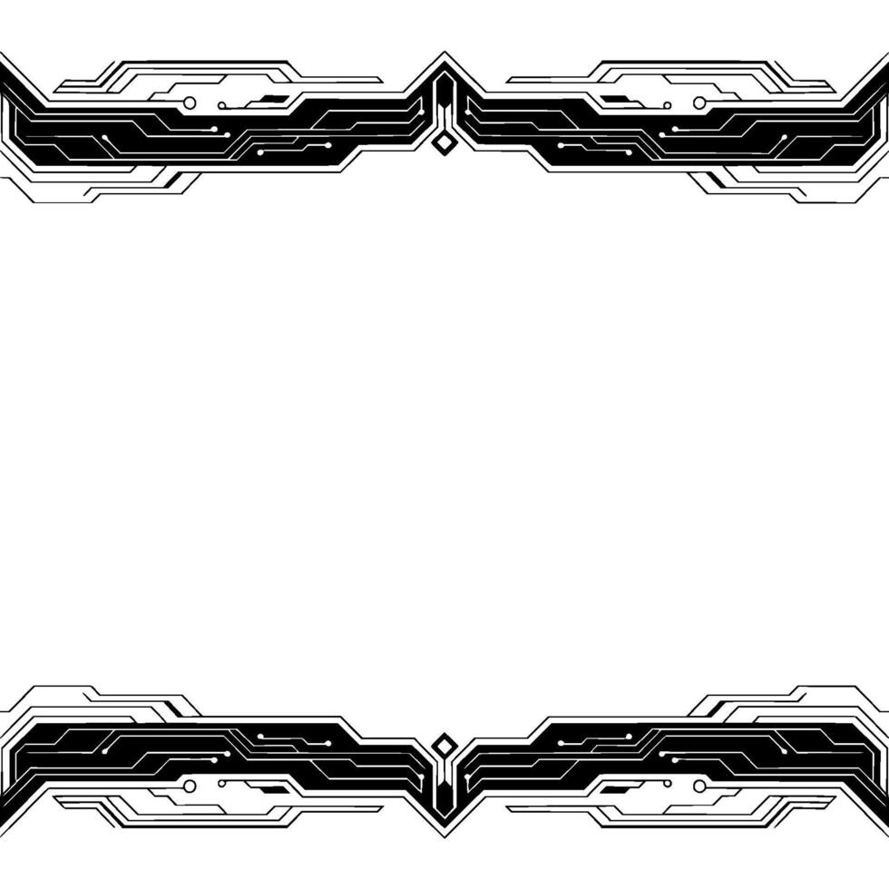 Modern Tech Border Frame Futuristic Circuit Board Elements on White vector