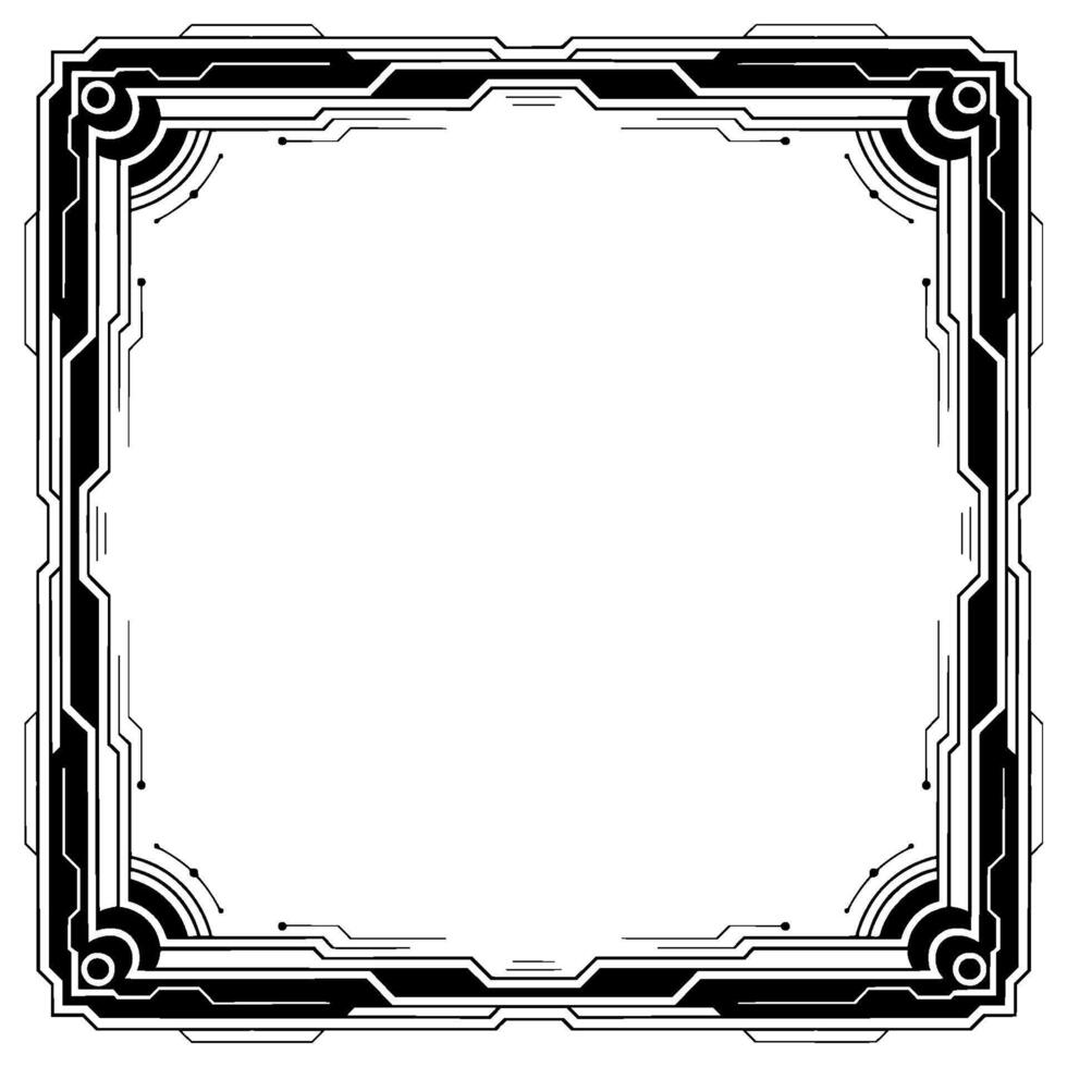 Futuristic Tech Frame, Minimalist Black White , Digital Concept vector