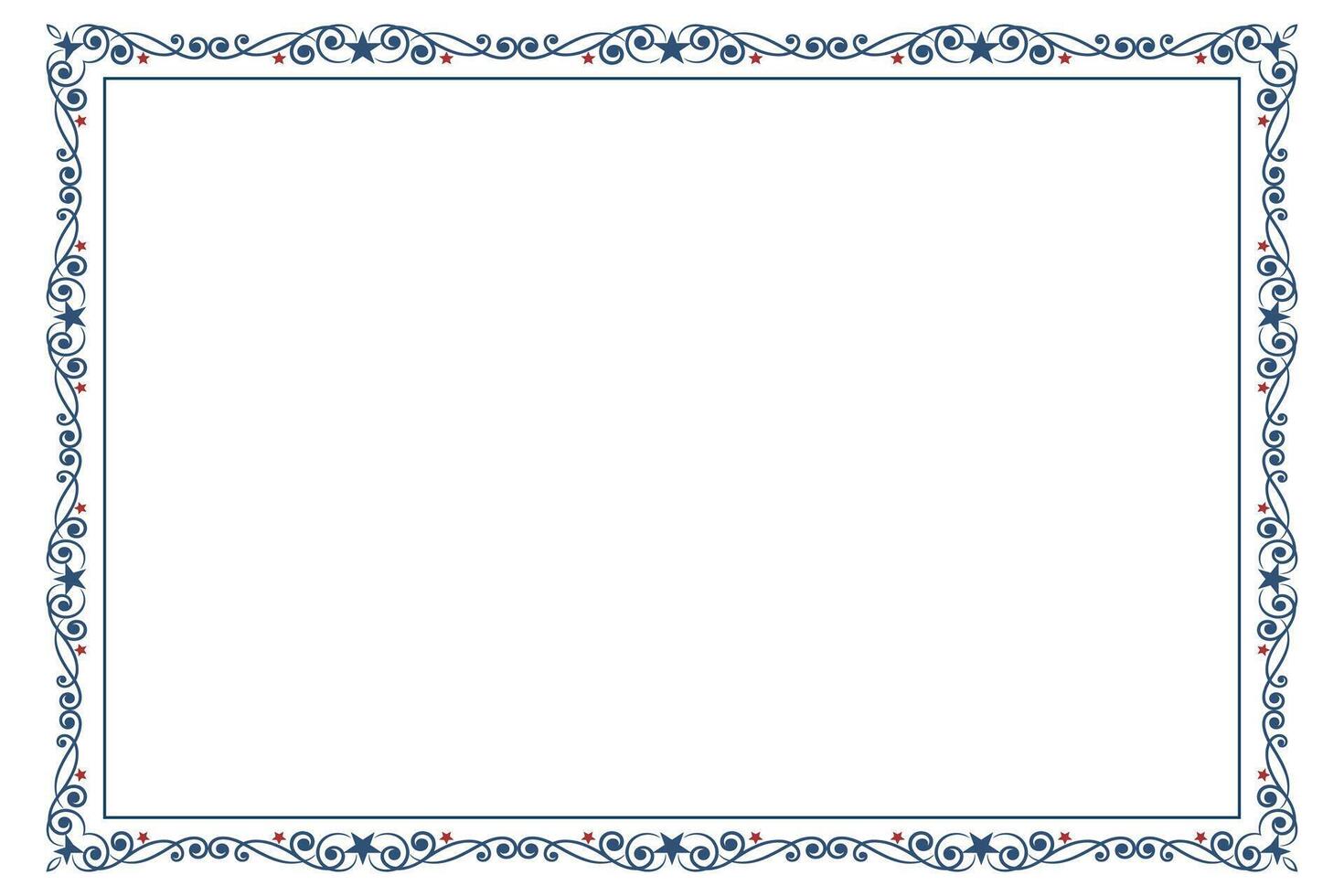 4th of July Fancy Swirl Rectangle Frame vector