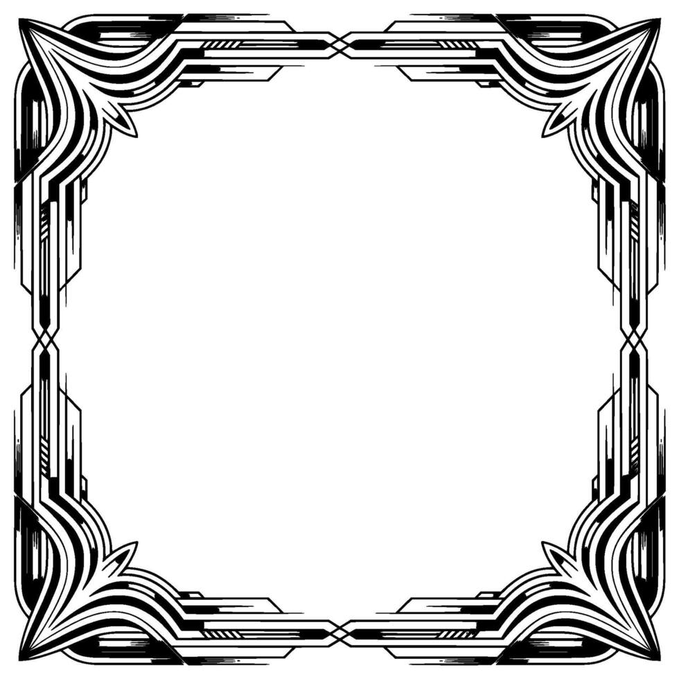 Art Deco Frame Elegant Geometric Border, Blank Center vector