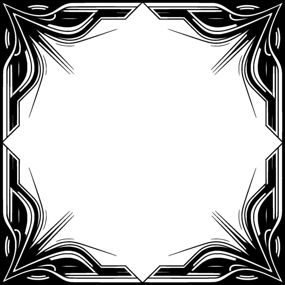 Art Deco Frame Elegant Silver Black Border With Empty Center vector