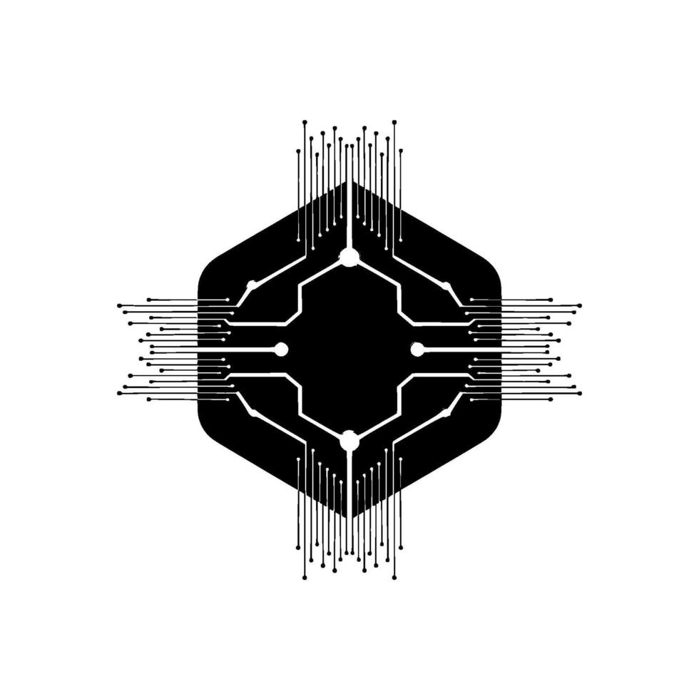 Modern Black Circuit Board on White Background, Tech Illustration vector