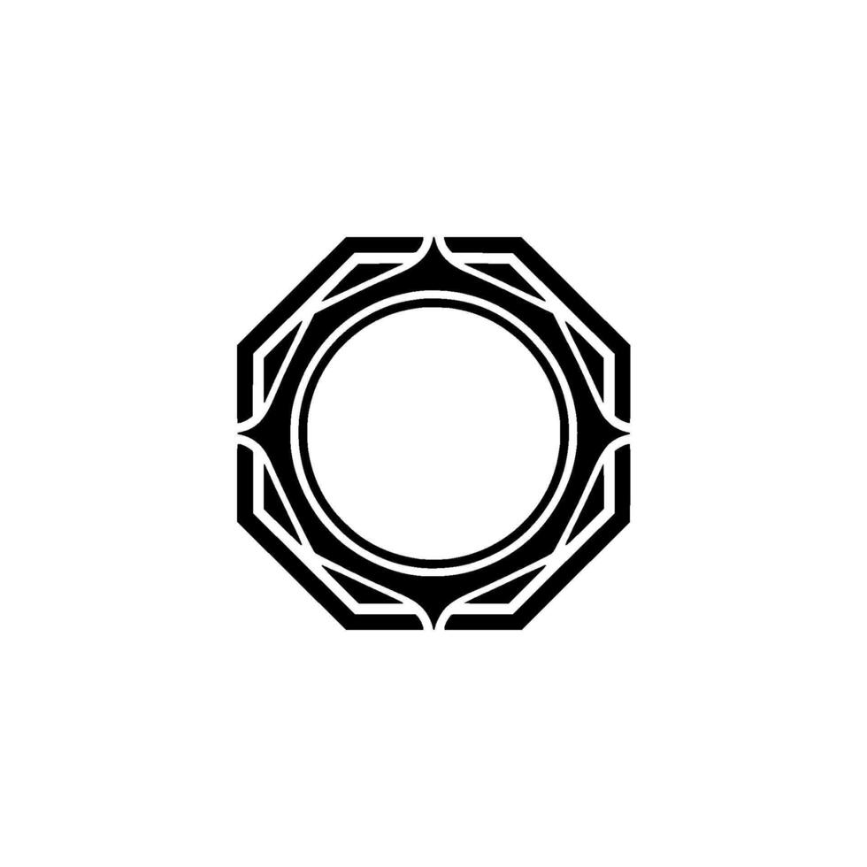 Geometric Octagon Emblem, Black and White Minimalist vector