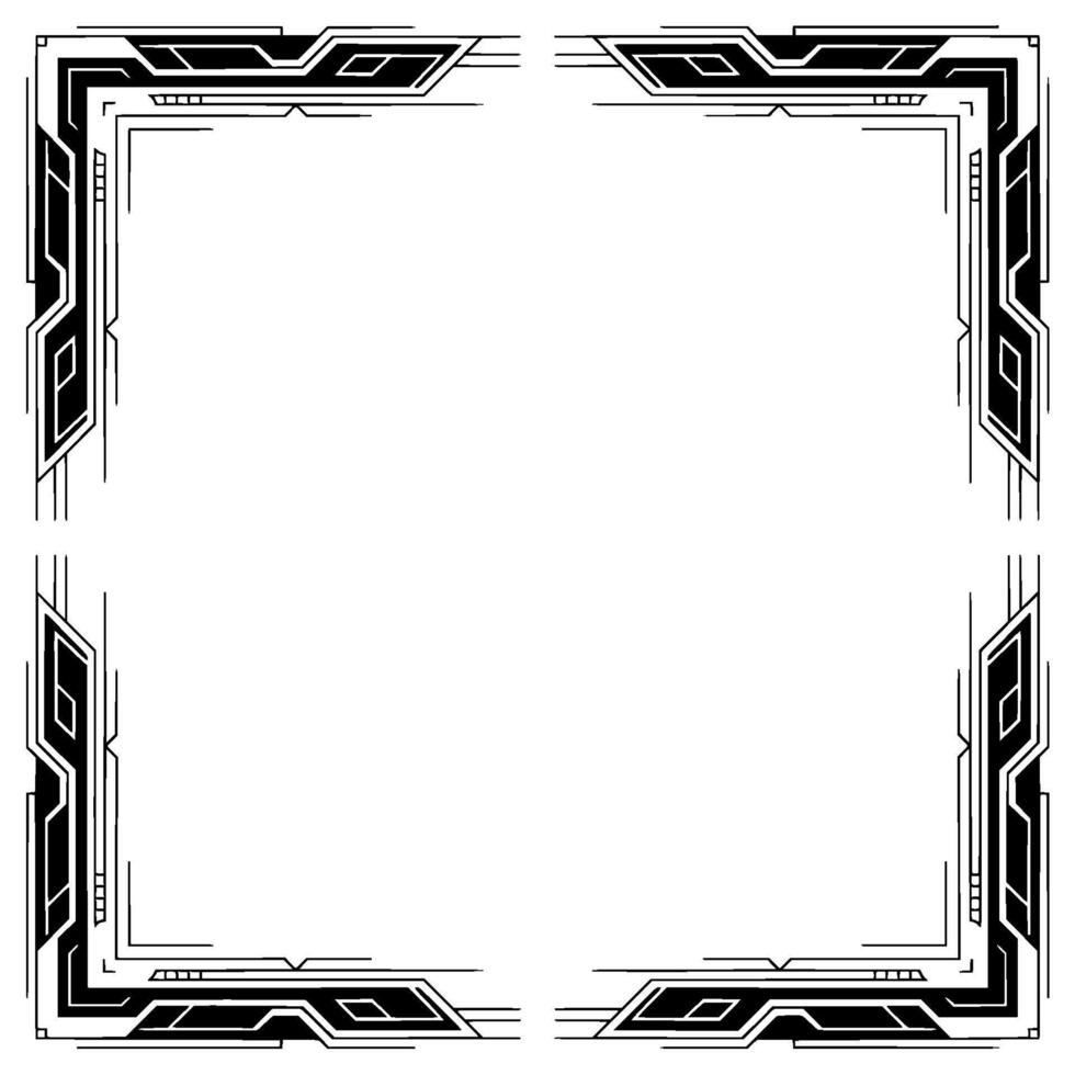 Art Deco Corner Frame, Black and White Geometric Border, Elegant vector