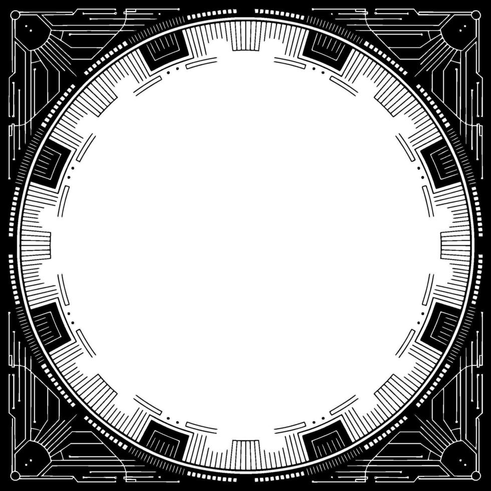 Abstract Art Deco Circuit Frame Futuristic Tech vector