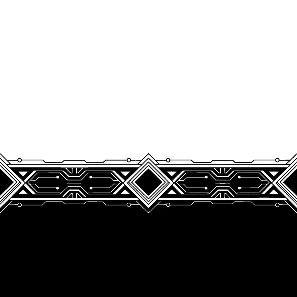 Tech Border Futuristic Art Deco , White Black vector