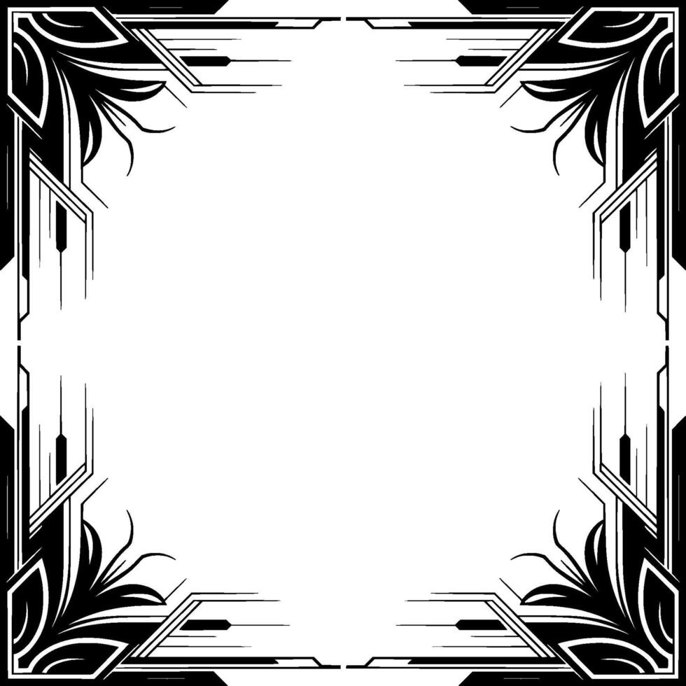 Art Deco Frame With Floral and Geometric Elements vector