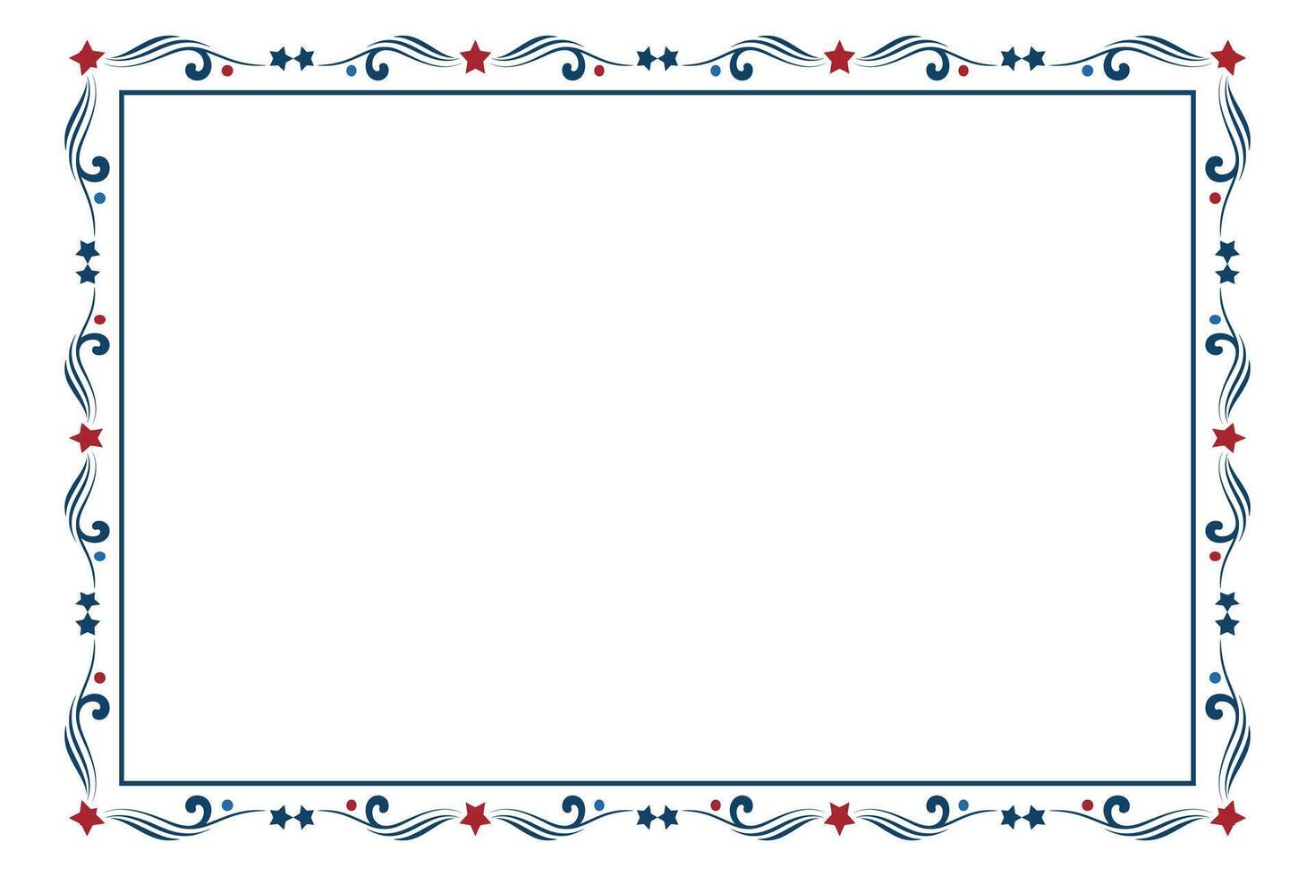 Patriotic Swirl Border with Red and Blue Stars vector