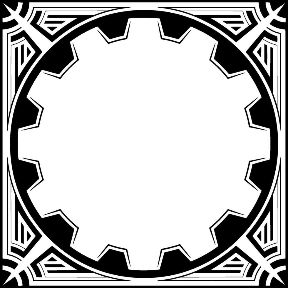 Geometric Gear Frame With Art Deco Accents vector