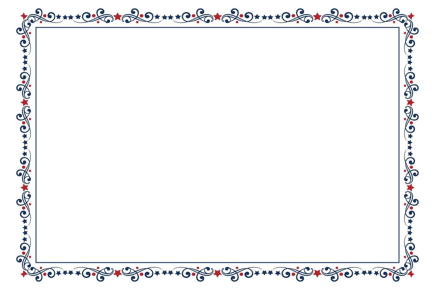 4th of July Ornate Frame with Stars and Swirls vector