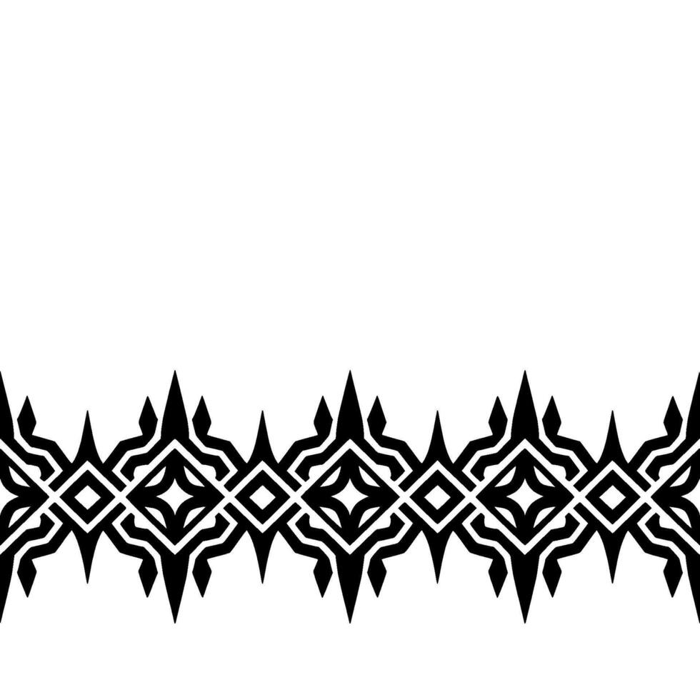 Geometric Border Monochrome Tribal Ornament on White Background vector