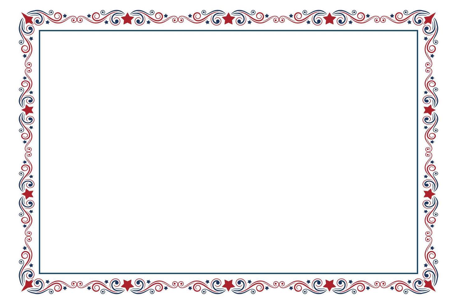 July Fourth Fancy Frame with Red Stars vector