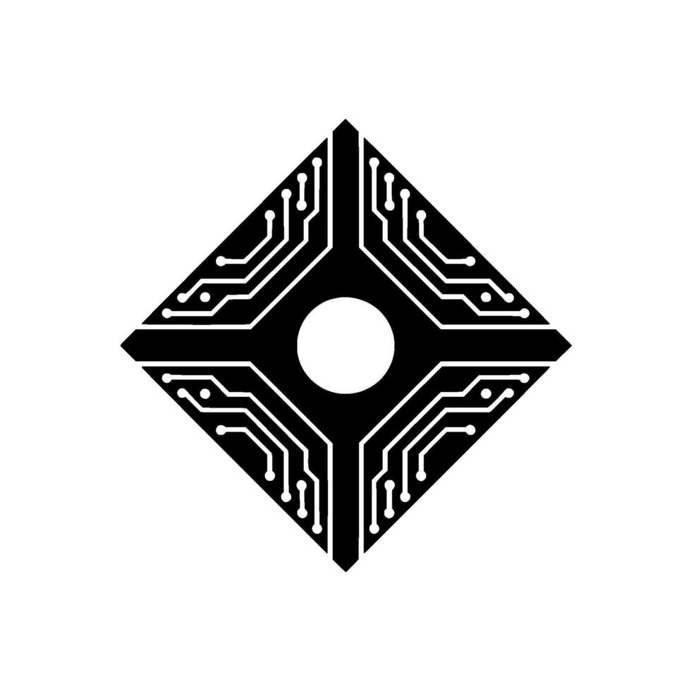 Modern Minimalist Tech Diamond Circuit Board vector