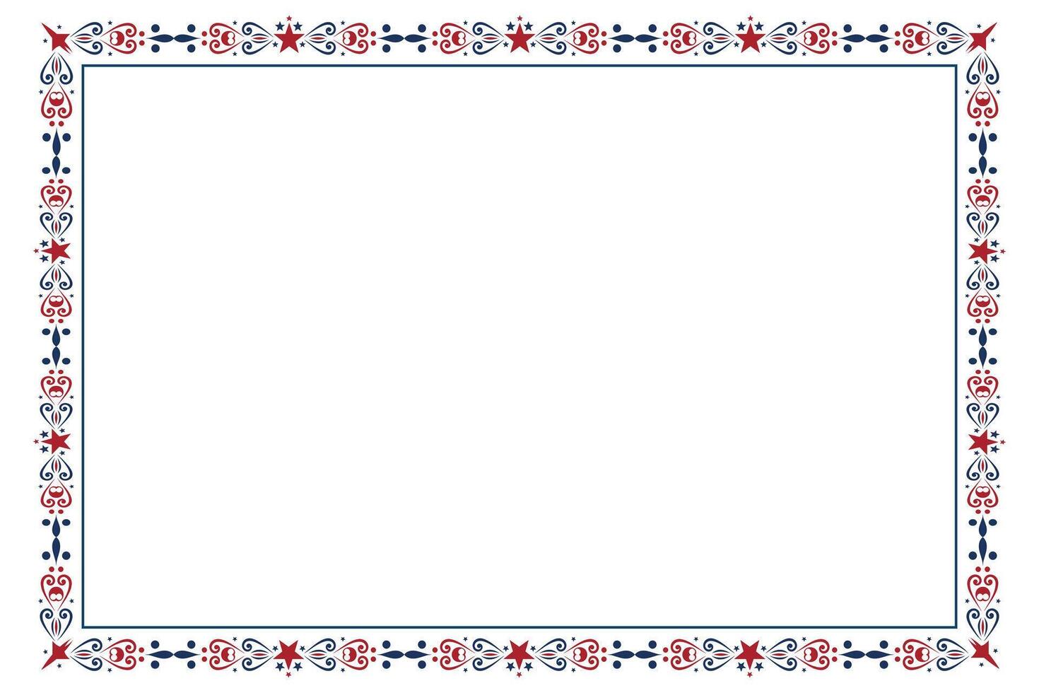 4th of July Square Frame with Scroll Flourish vector