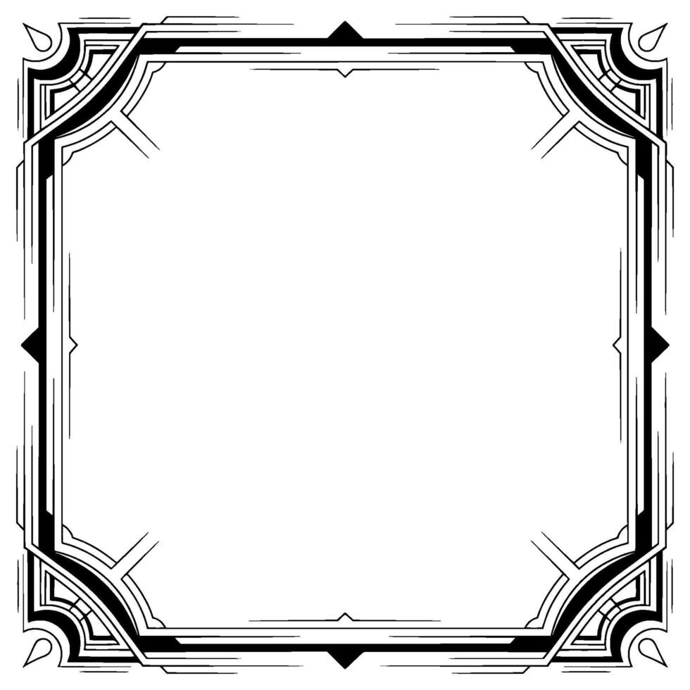 Art Deco Frame , Geometric Decorative Border on White vector