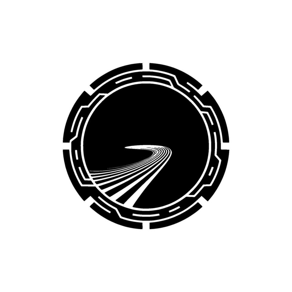 Abstract Road To the Future Black White Minimalist Symbol vector