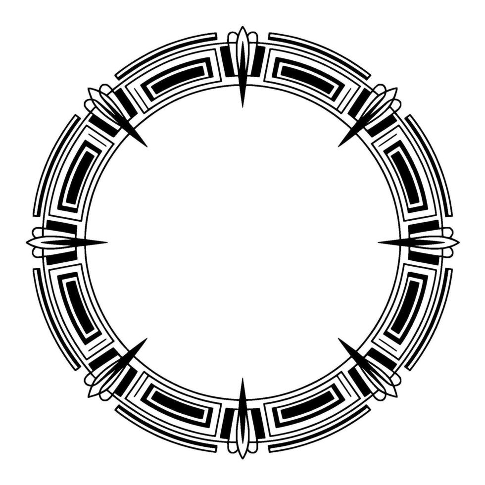 Art Deco Circle Frame Black and White Geometric vector
