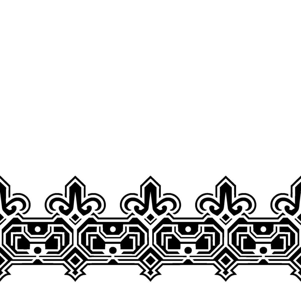 Elegant Black Border Geometric Floral Pattern on White Background vector