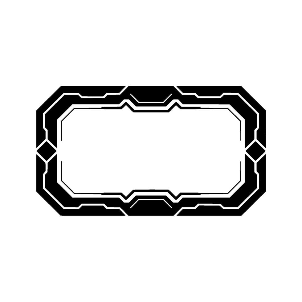 Futuristic Tech Frame, Digital Interface Element, Black on White, Illustration vector