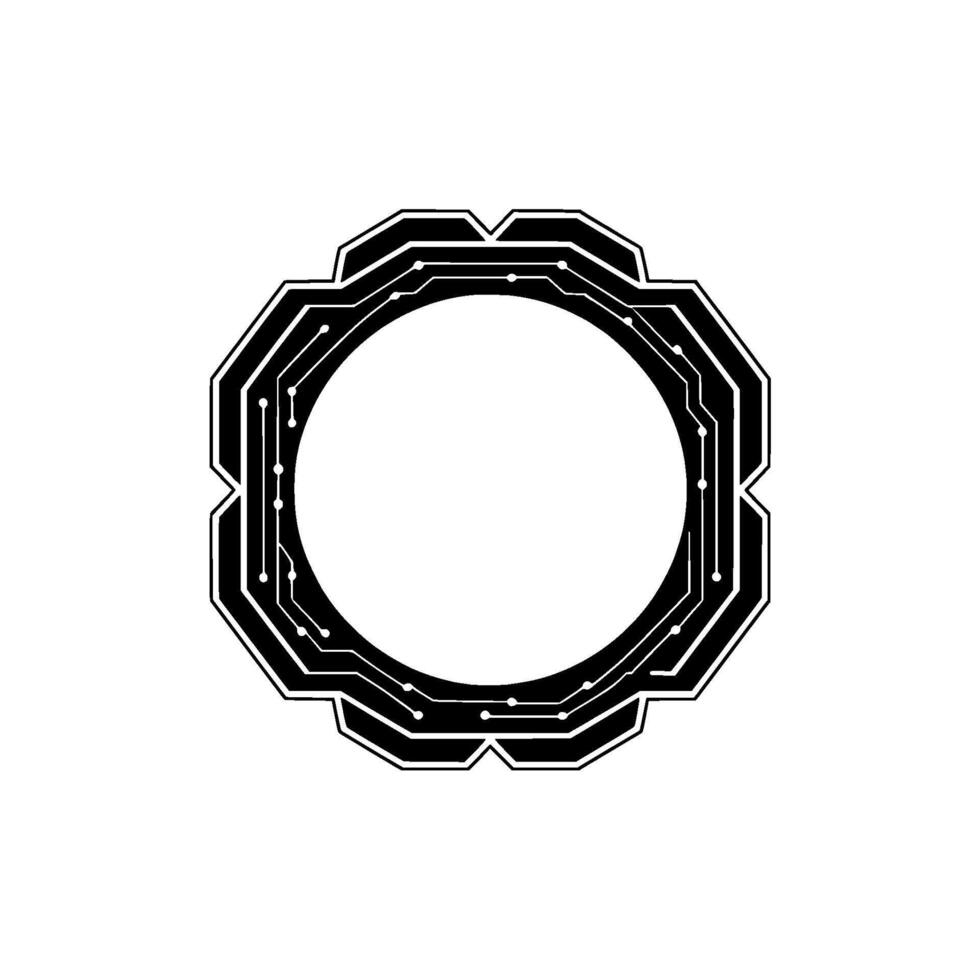 Tech Circuit Ring , Minimalist Black and White vector