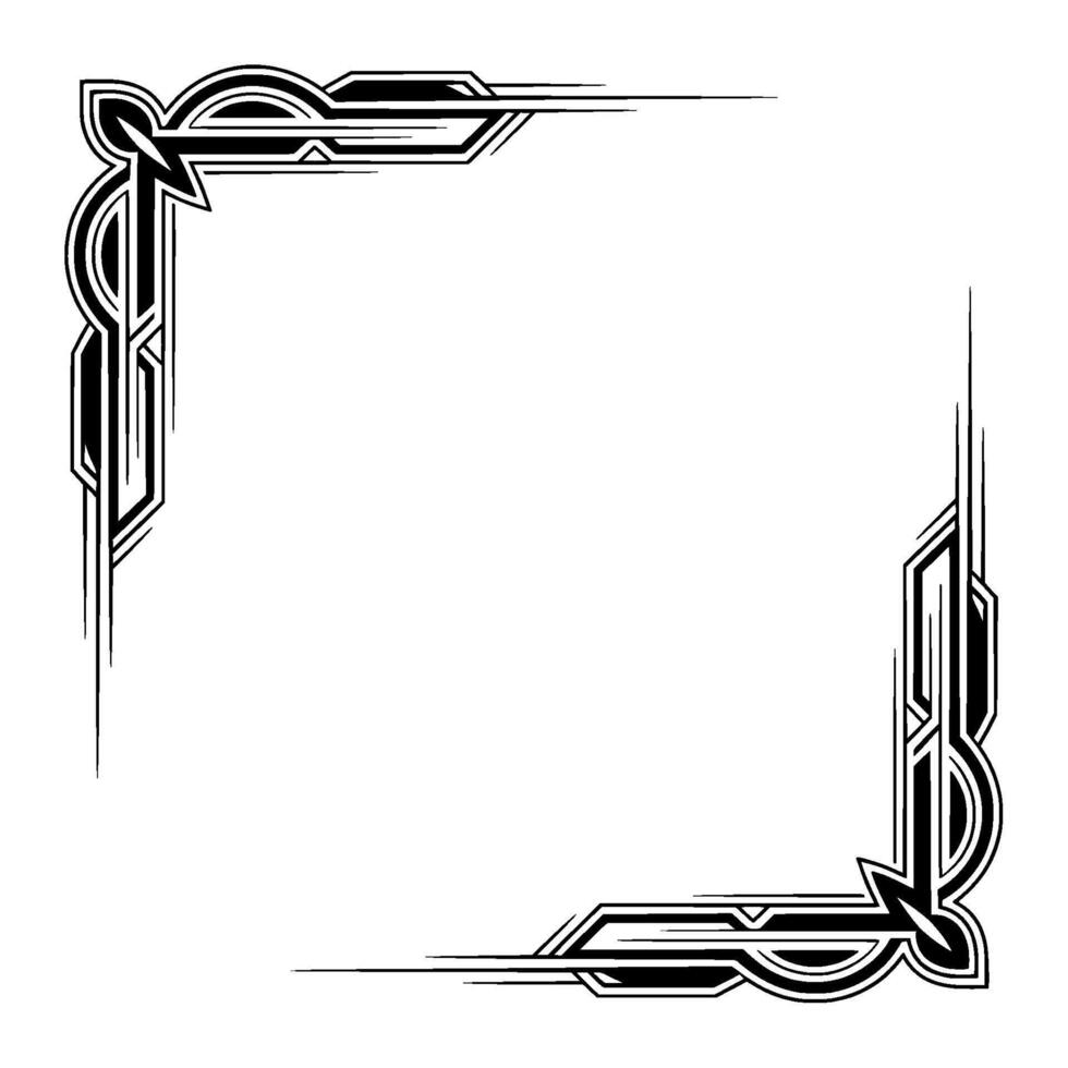 Art Deco Corner Frame, Black White, Decorative Border, Elegant vector