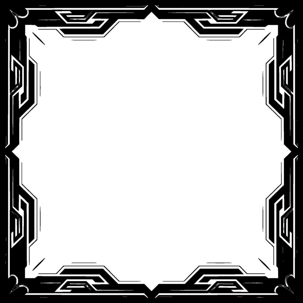 Futuristic Black and White Border Frame, Geometric Element vector