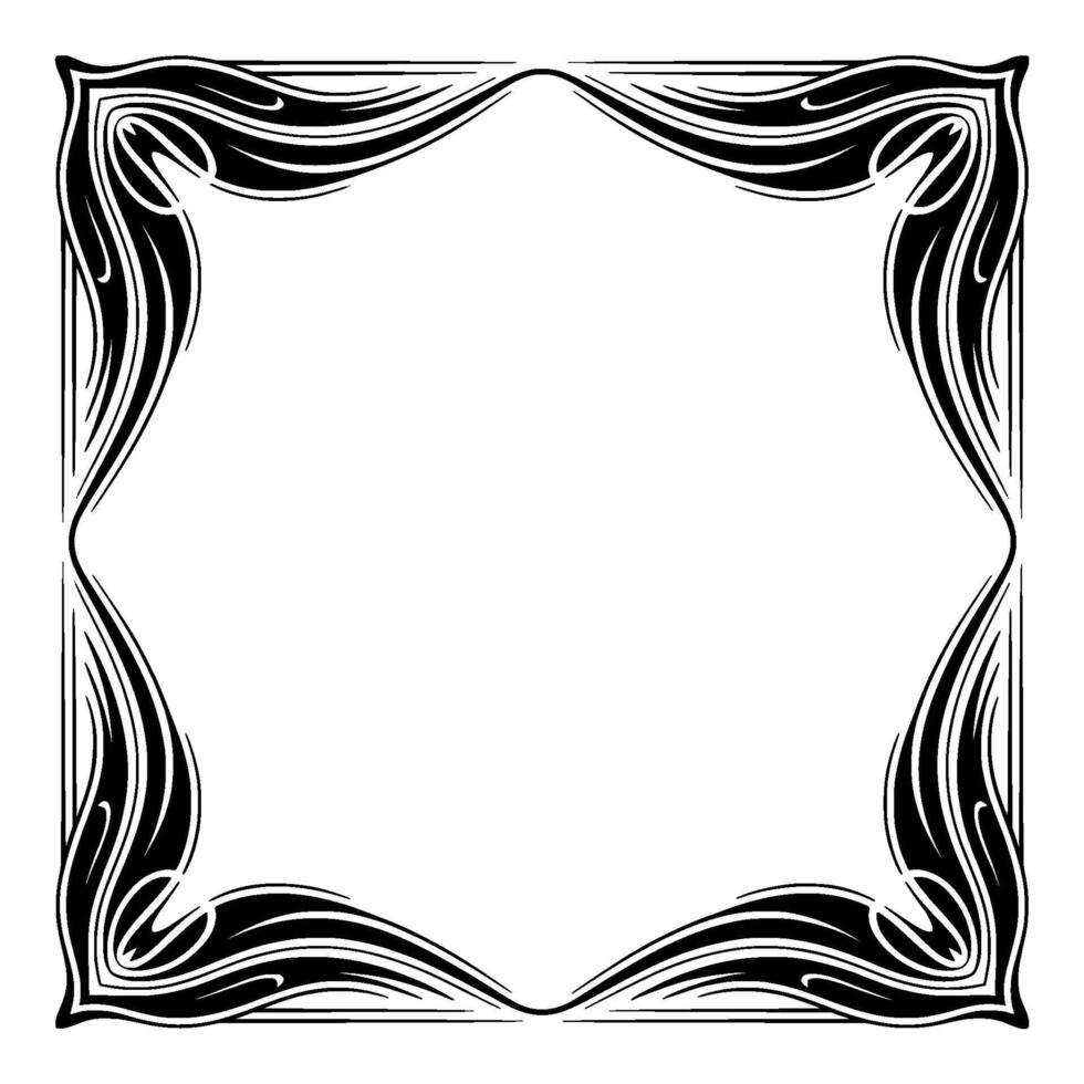 Art Nouveau Frame Elegant Black White Decorative Border for Elements vector