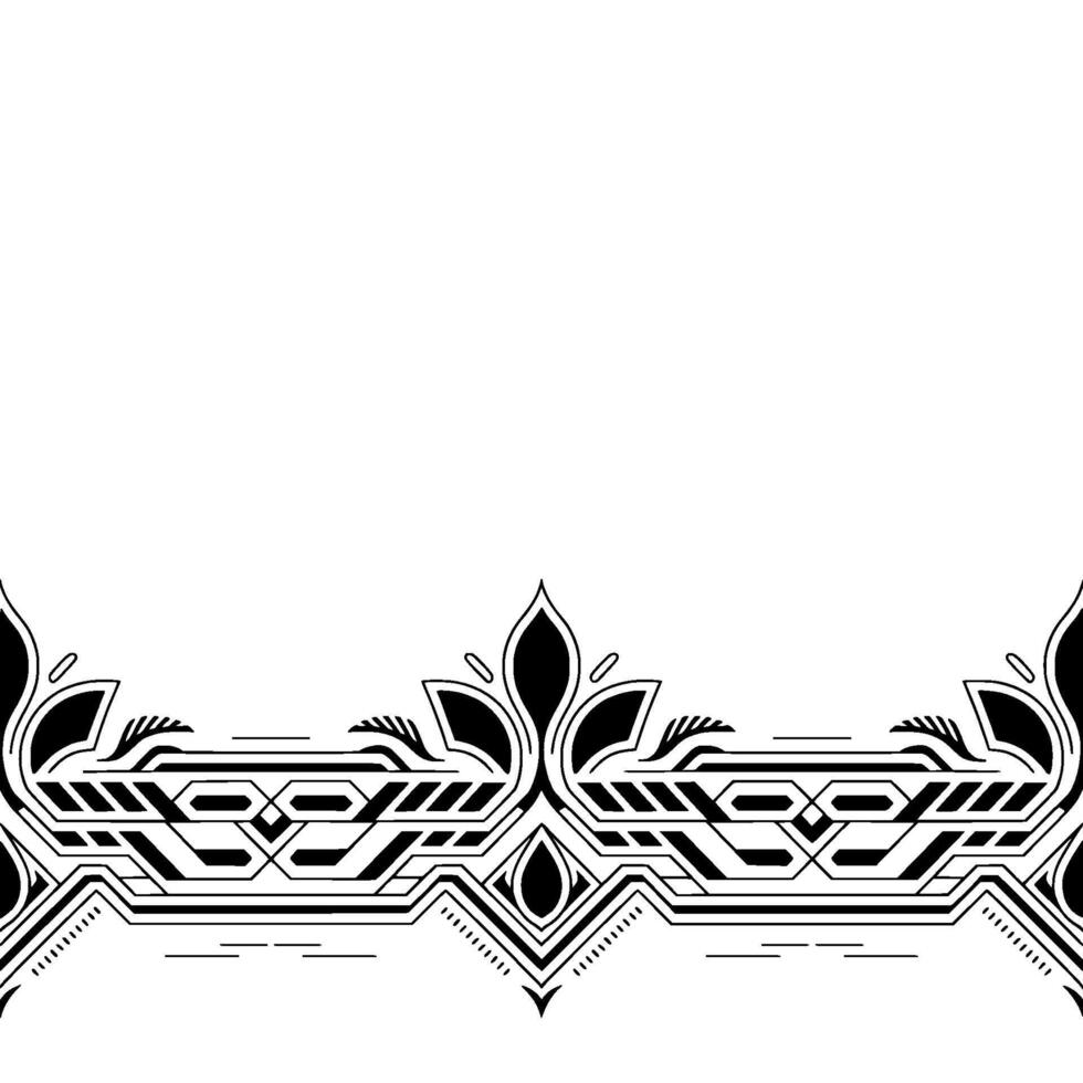Geometric Border With Floral Accents in Black and White vector