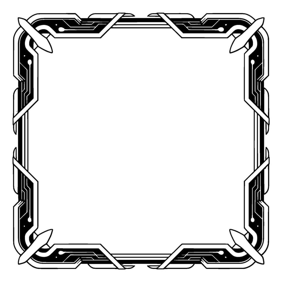 Futuristic Tech Frame With Glowing Accents Digital Border vector