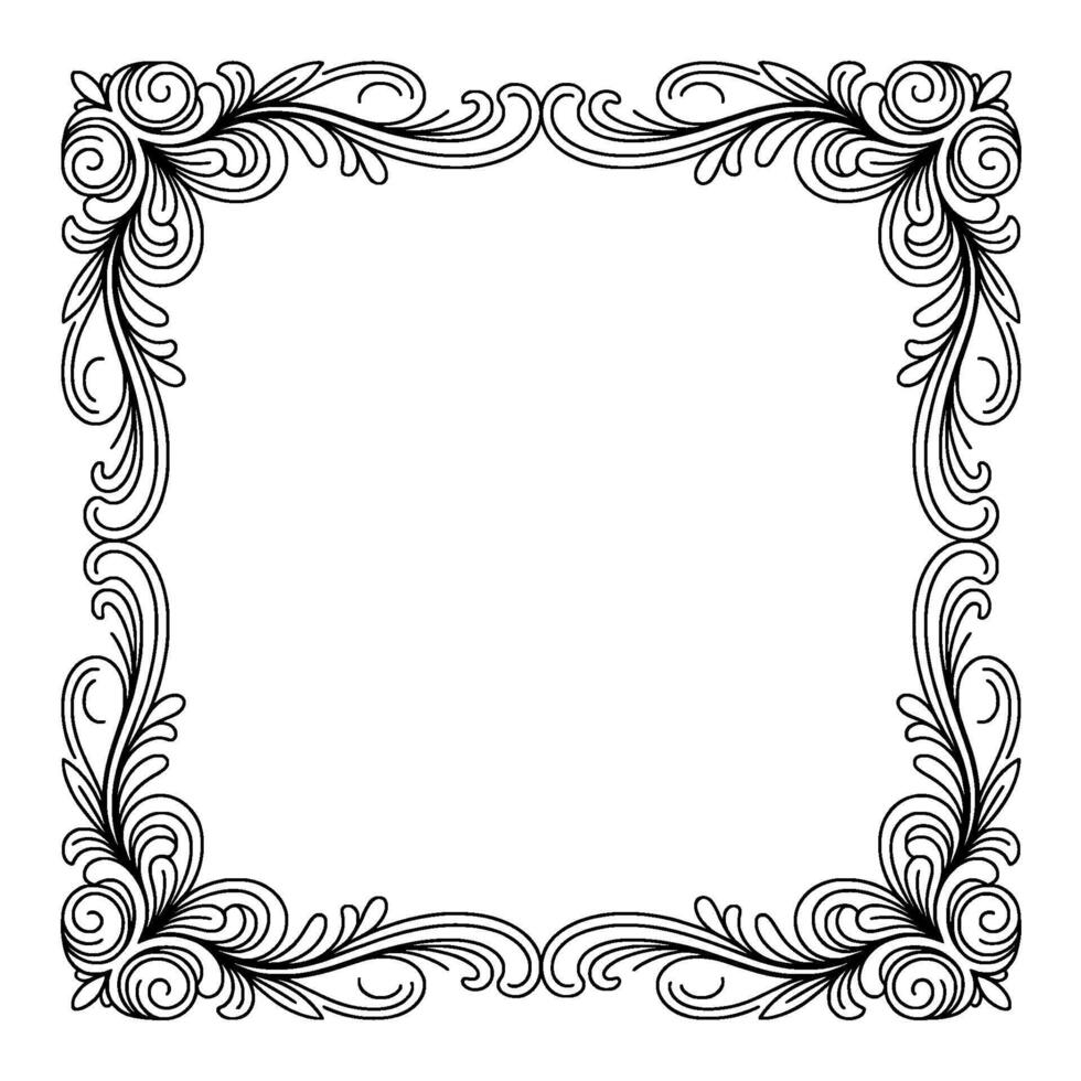 Elegant Swirl Frame Black and White Ornament for Invitations Graphics vector