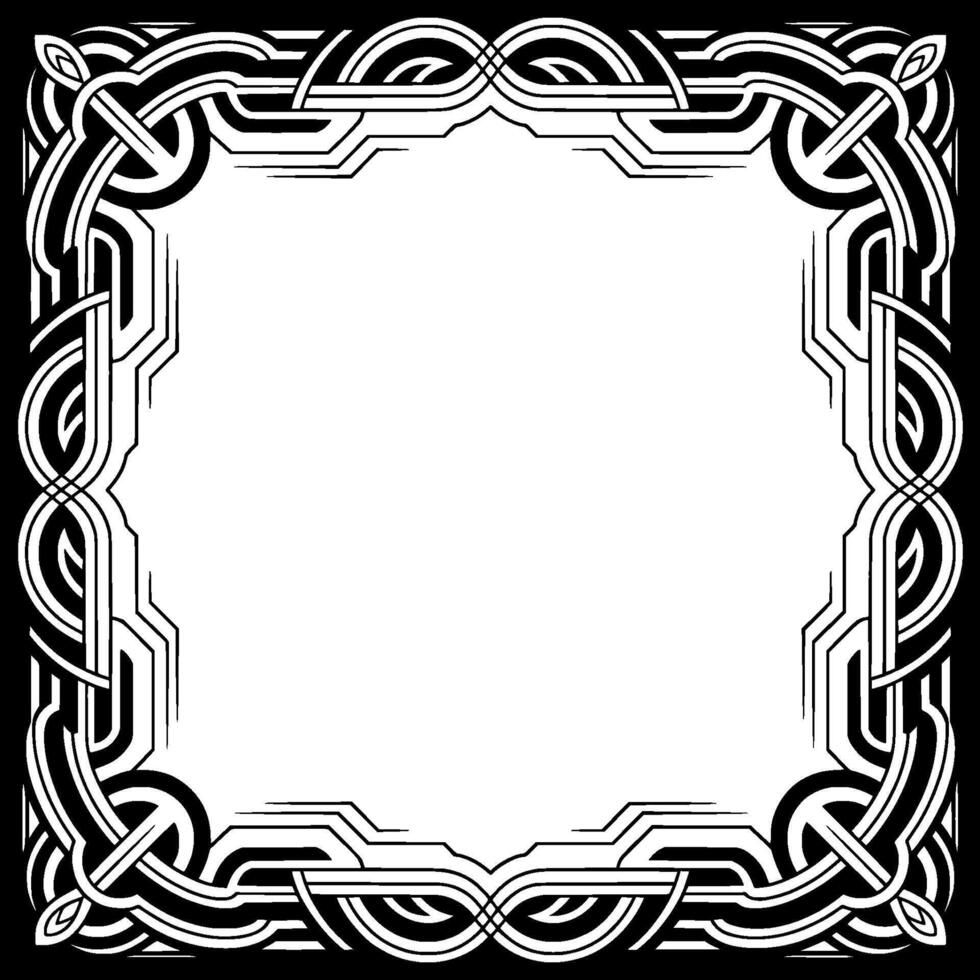 Celtic Knot Border Frame, Geometric , Black White, Decorative vector