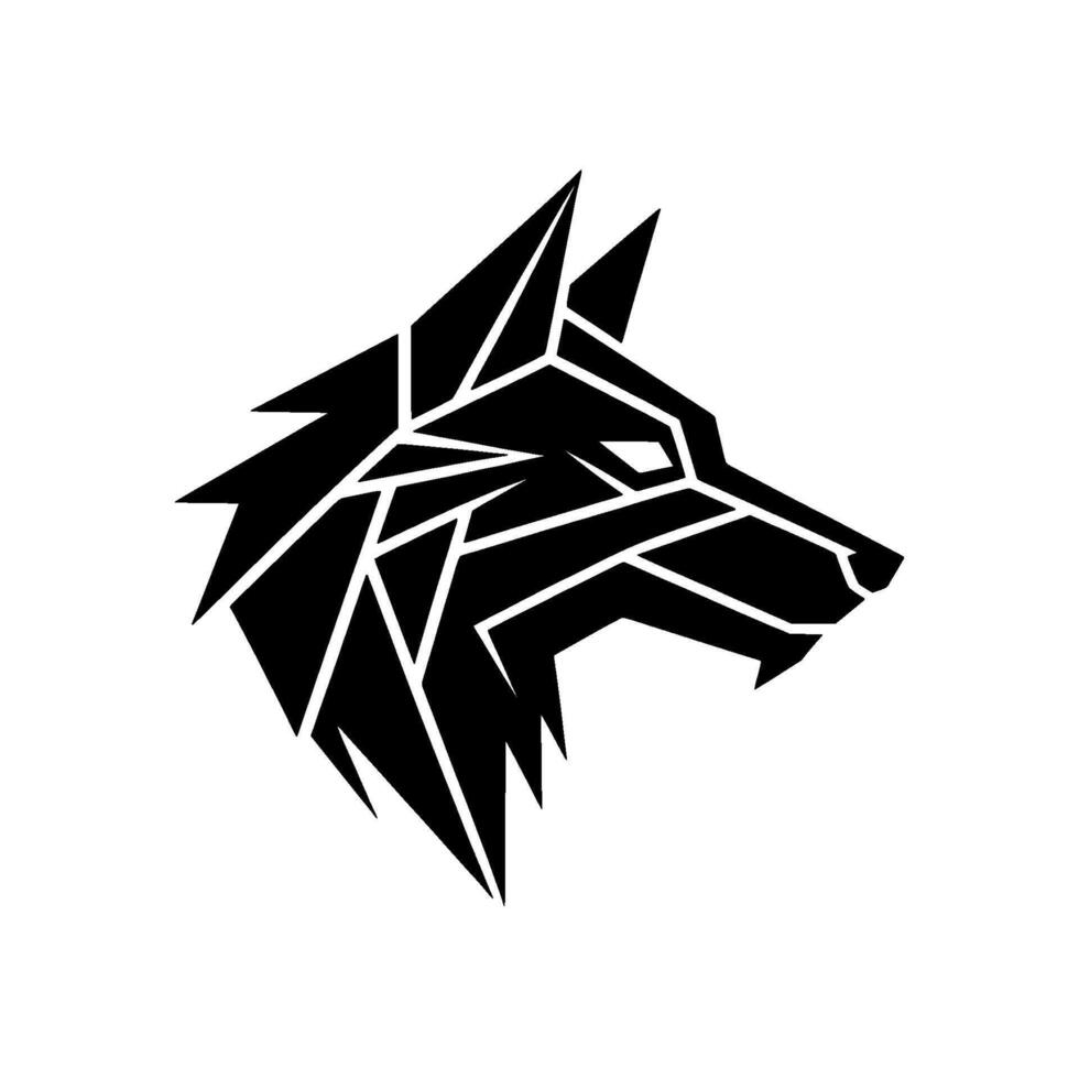 Geometric Wolf Head , Bold Black White vector