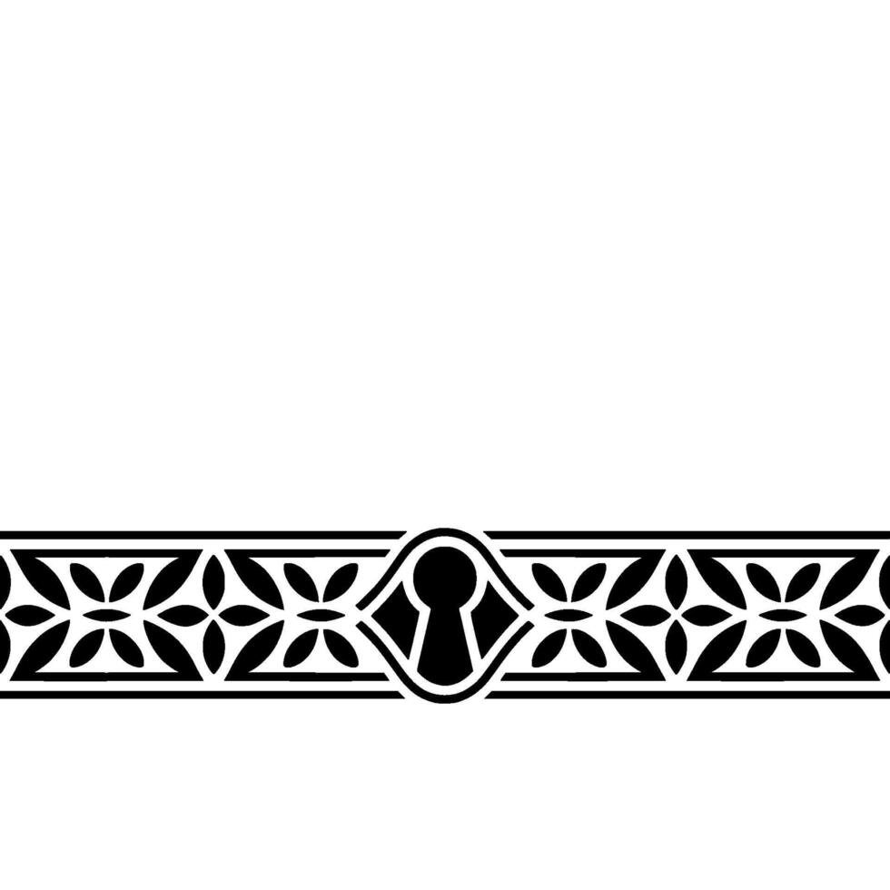 Ornate Keyhole Border With Floral Pattern, Minimalist , Black and White vector