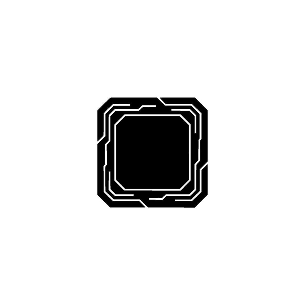 Minimalist Tech Circuit Board Square in Black and White vector