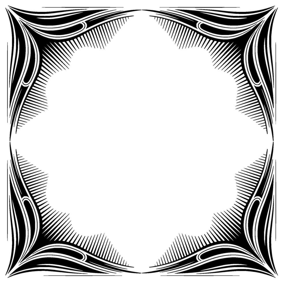 Intricate Black and White Geometric Frame vector