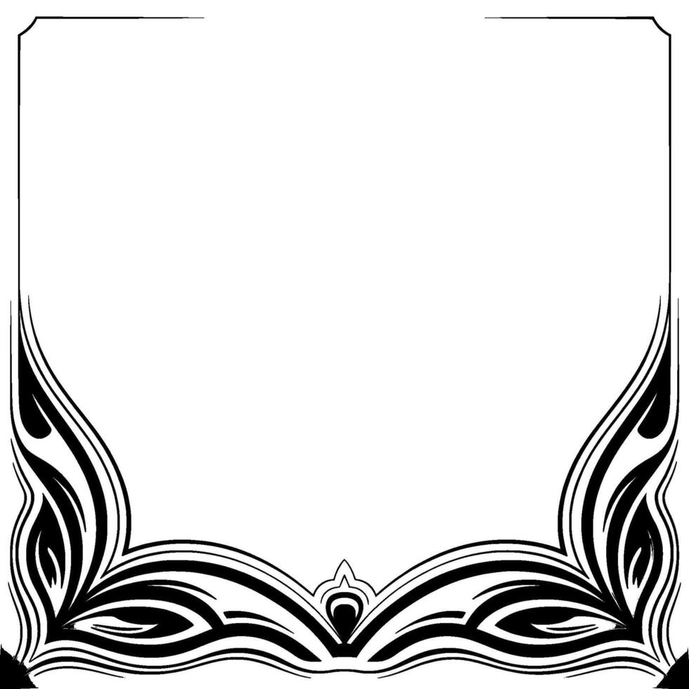 Elegant Decorative Floral Border Frame, Black and White, Abstract vector