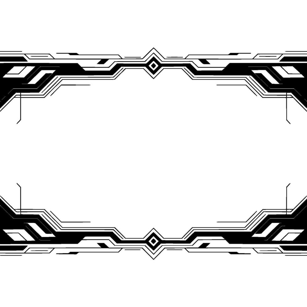 Futuristic Tech Frame Template Black Geometric on White vector