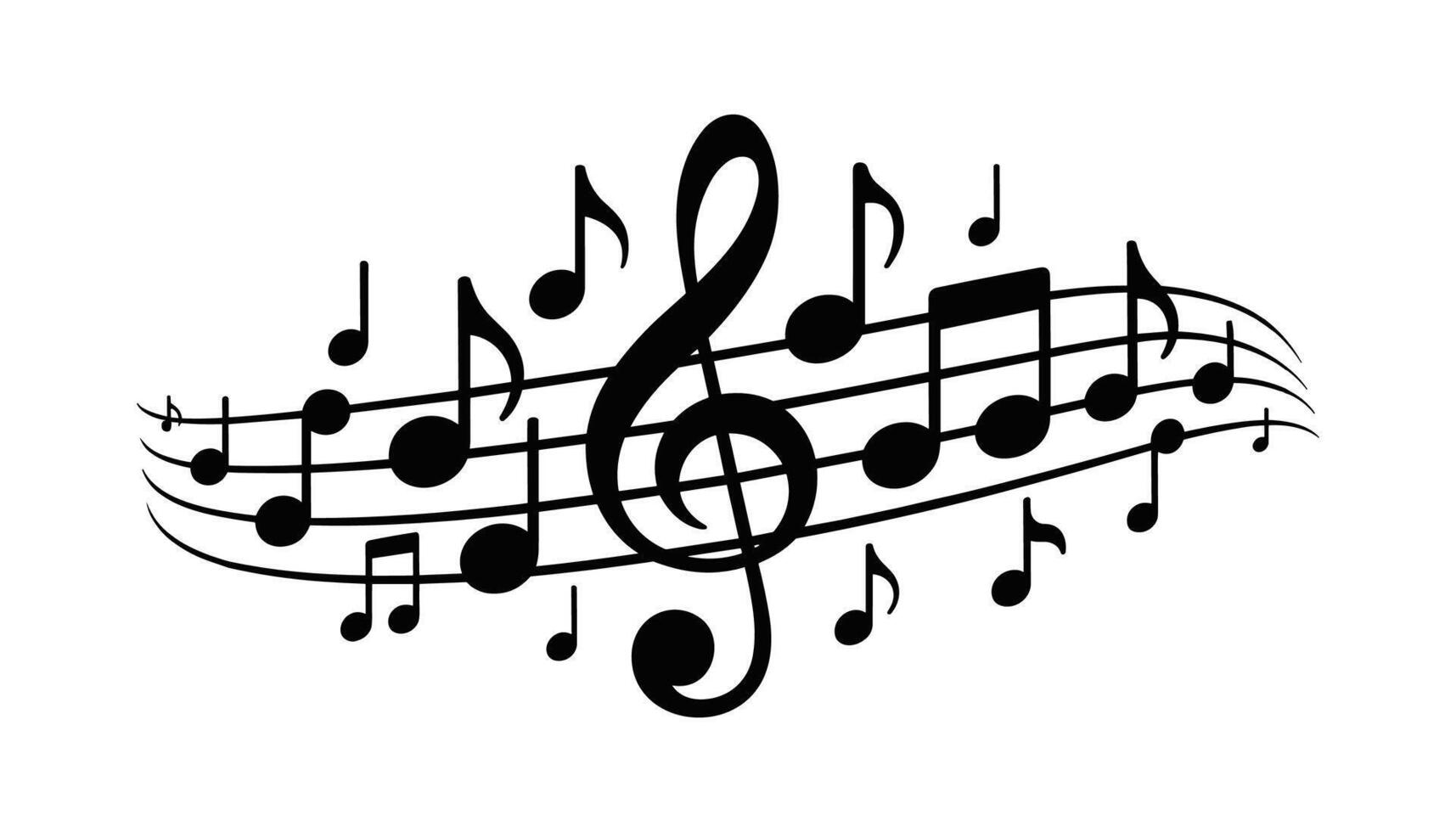 Music notes, with curves and swirls, illustration isolated on white background vector
