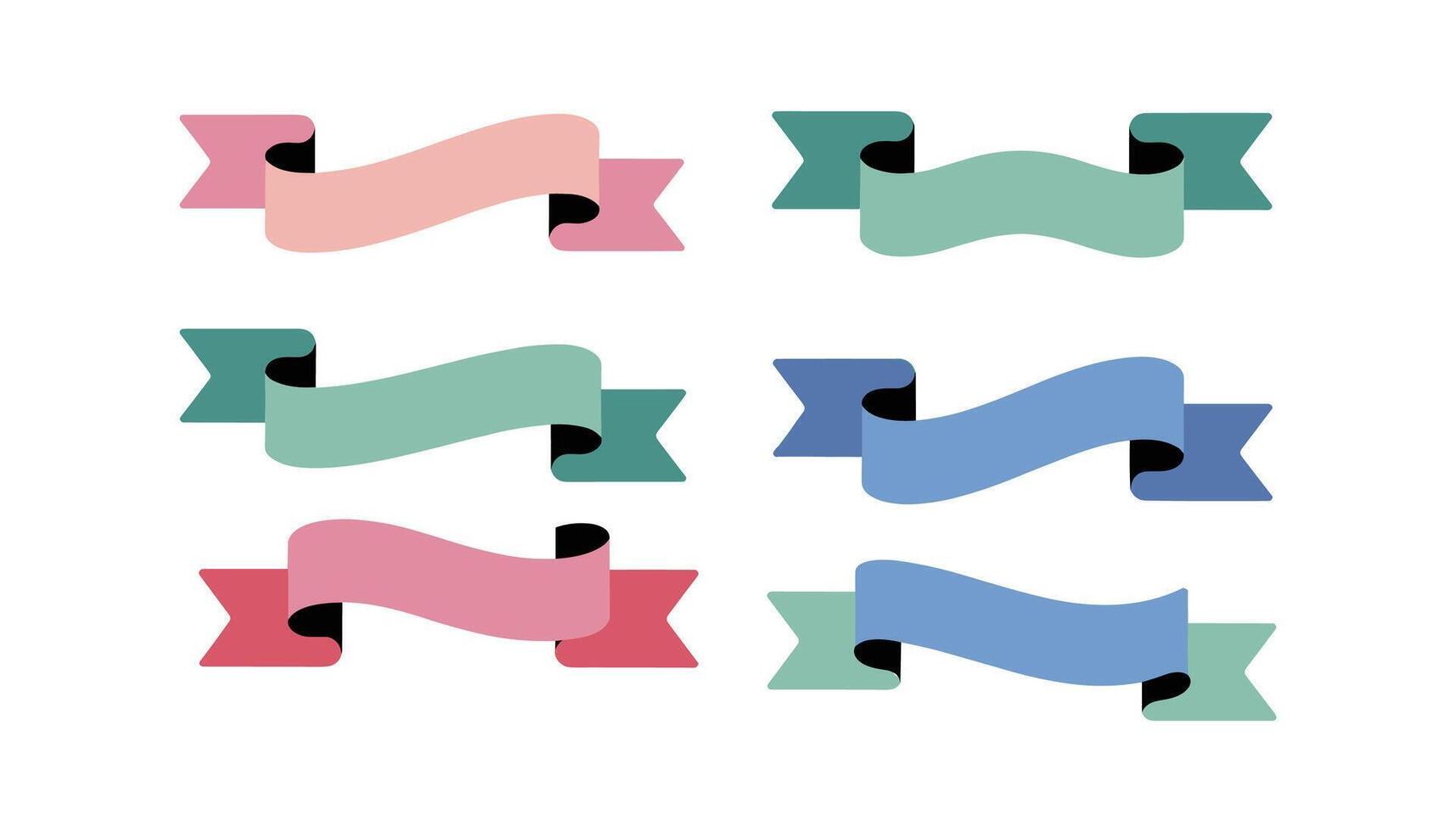 Set of Colorful Ribbon Banners, Flat Design Elements for Labels, Badges, and Decorations vector