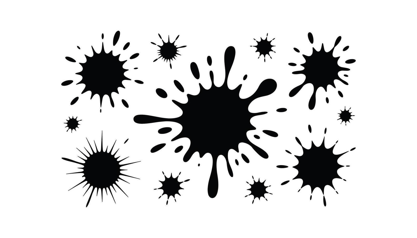 Black Ink Splatter Set Grunge Paint Blots Isolated on White Background vector