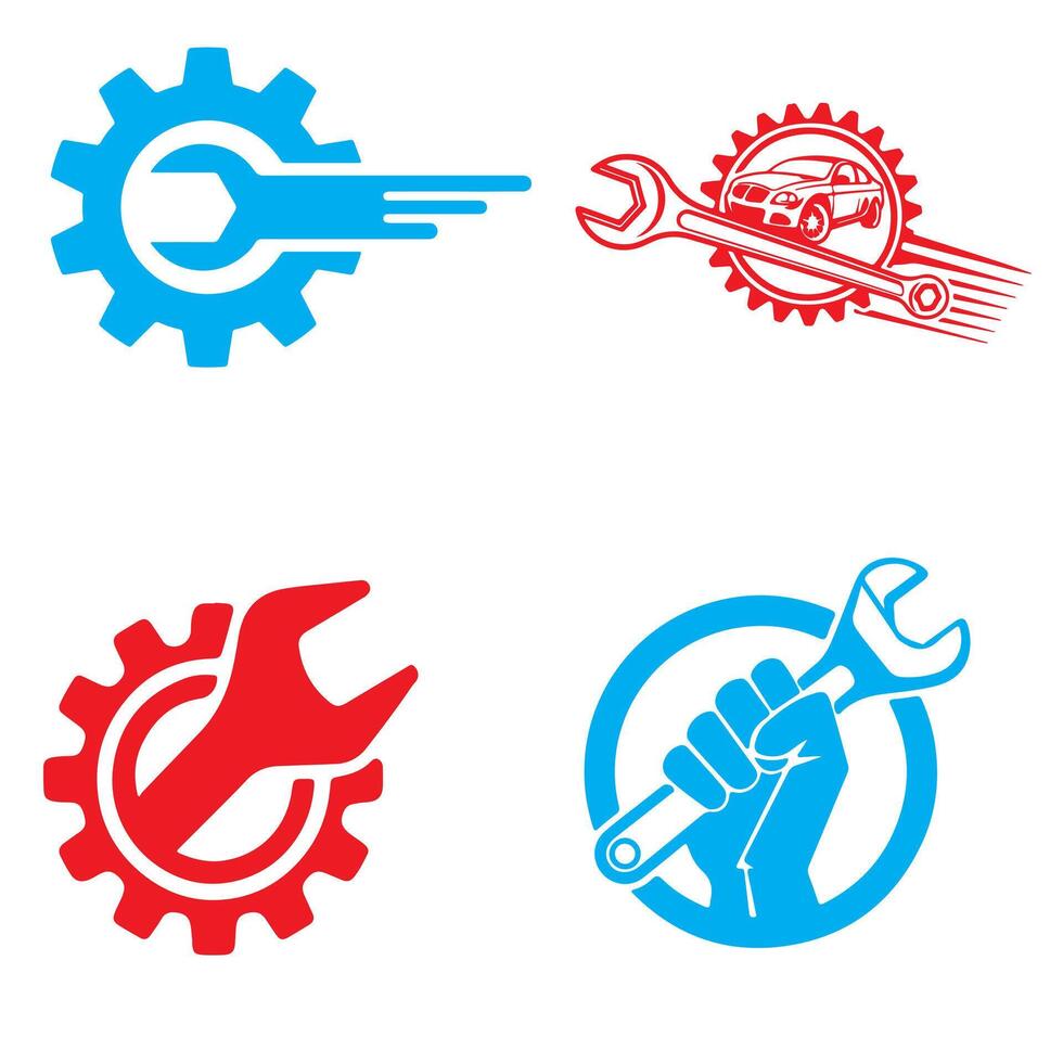 Car repair workshop related colorful icon set design with white background vector