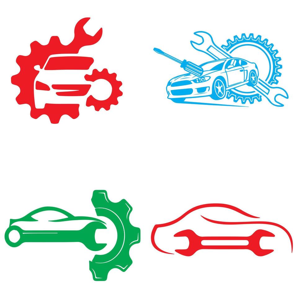 Set of car repair and transport icons for travel and vehicle design vector