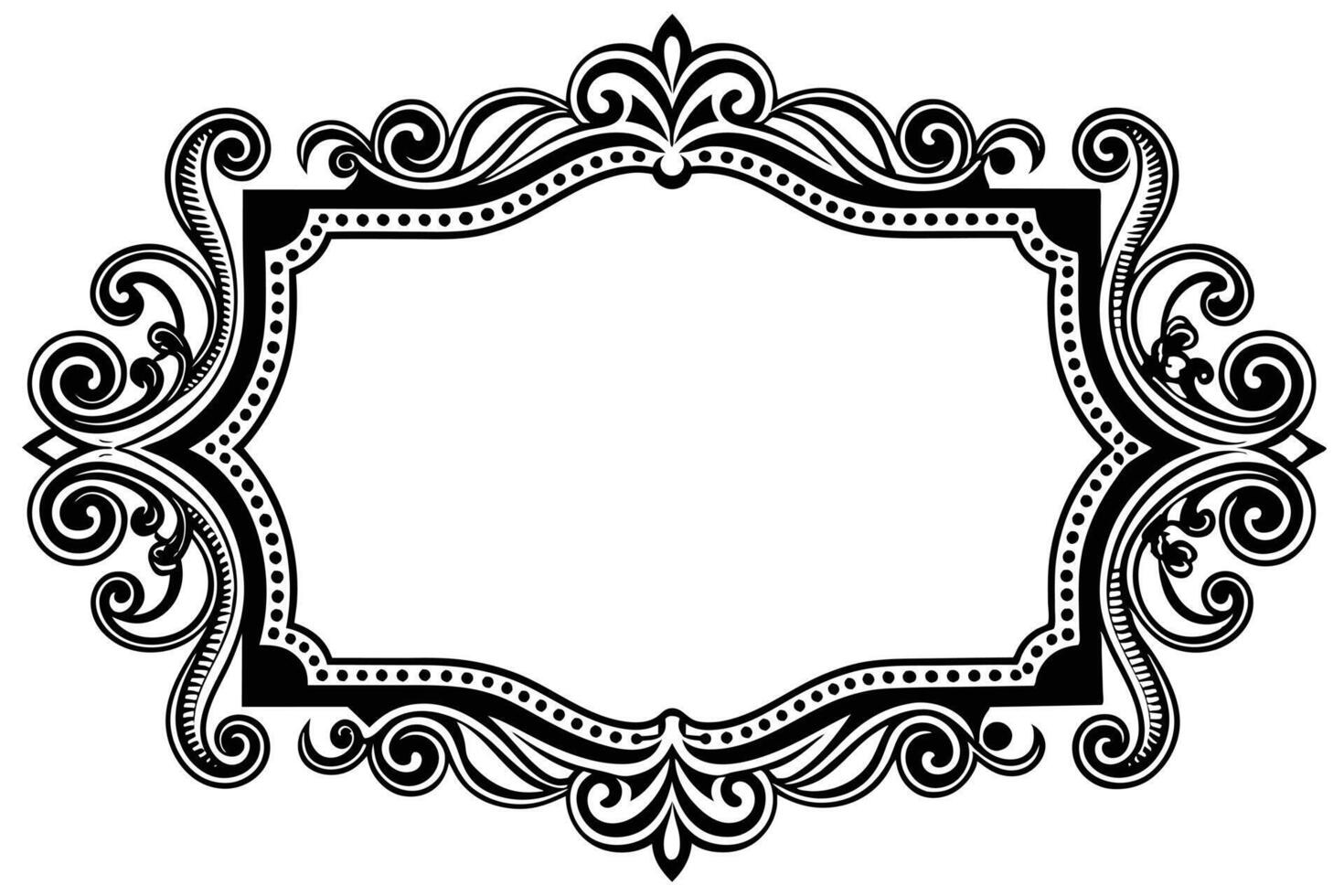 Elegant Black and White Ornate Frame, Vintage Flourish Design, Perfect for Elegant Invitations, Cards, and Decorative Projects, Adds a Touch of Classic Style vector