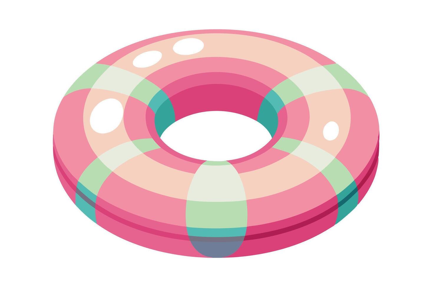 Delightful Pink and Green Summer Inflatable Pool Ring for Relaxing Fun in the Sun - Professional digital artwork with vibrant colors and detailed composition vector