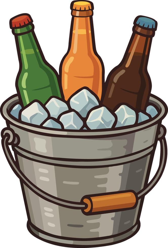 Illustration of Ice Bucket with Beer Bottles vector