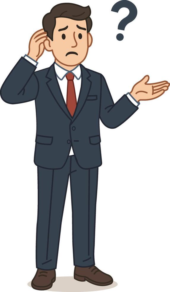 Illustration of Confused Businessman with Question Mark vector