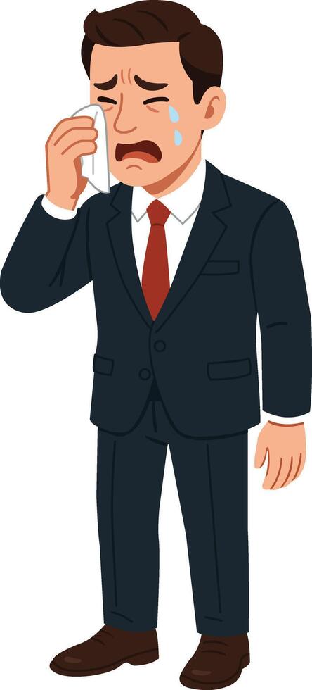 Illustration of a Crying Businessman in Suit vector