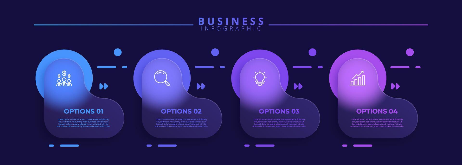 Infographic label template with icons and four clear steps. Perfect for visualizing processes, enhancing presentations vector