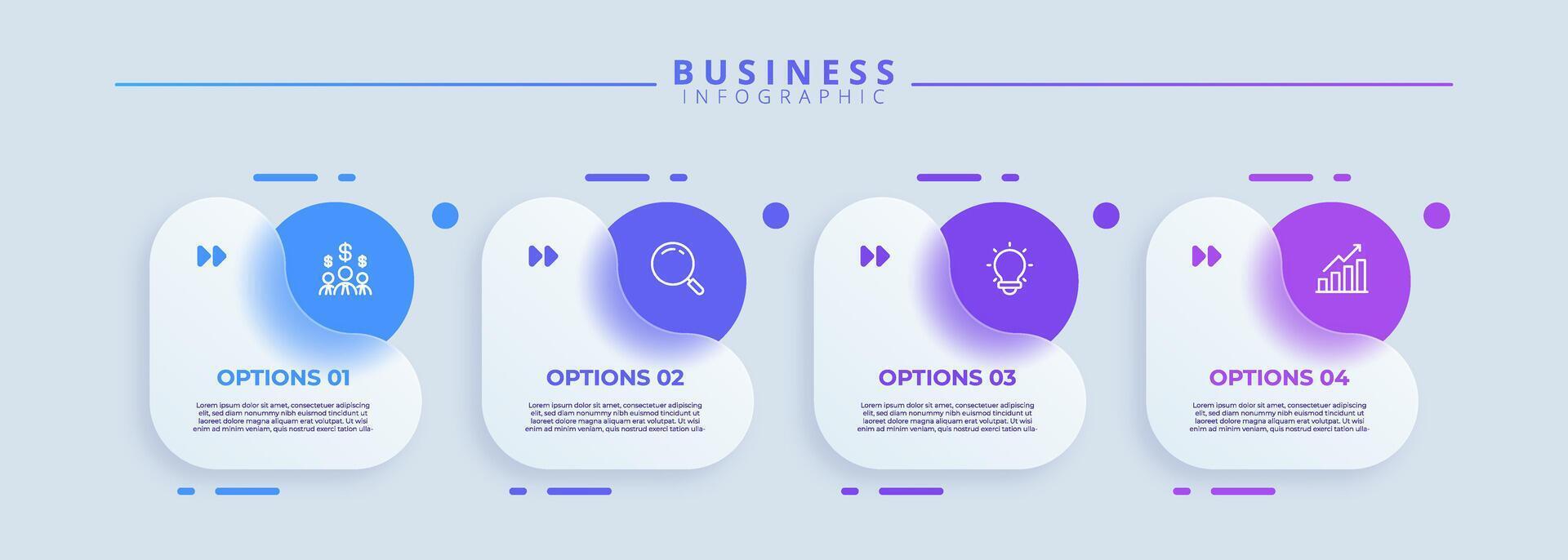 Infographic label template with icons and four clear steps. Perfect for visualizing processes, enhancing presentations, creating workflow layouts vector
