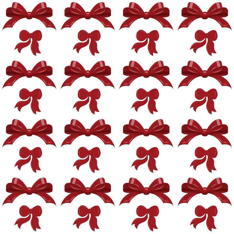 Bow of scarlet ribbon. Seamless pattern. vector